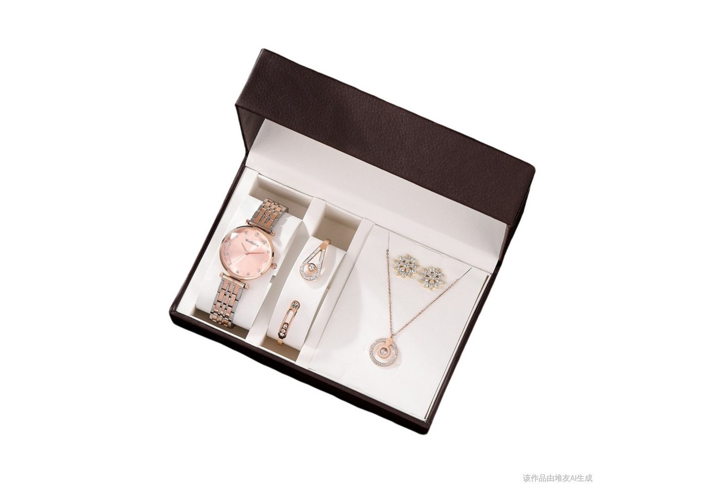 ibettertec Quarzuhr Premium Damen Schmuckset mit Quarz-Armbanduhr & Delphin-Anhänger, (Uhr, Armband, Halskette,Ohrringe) aus hochwertiger Legierung, 33mm Edelstahl-Zifferblatt mit Zirkonia-Steinen, Exklusives Geschenkset für Frauen, 4-tlg., (Muttertag/Valentinstag/Weihnachten) in Präsentbox) von ibettertec