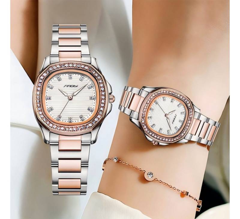 ibettertec Quarzuhr Quarzuhr, Armbanduhr Damenuhr, (Multifunktionsuhr Armbanduhr, Chronograph Damenuhr Glassteine, ideal auch als Geschenk) von ibettertec