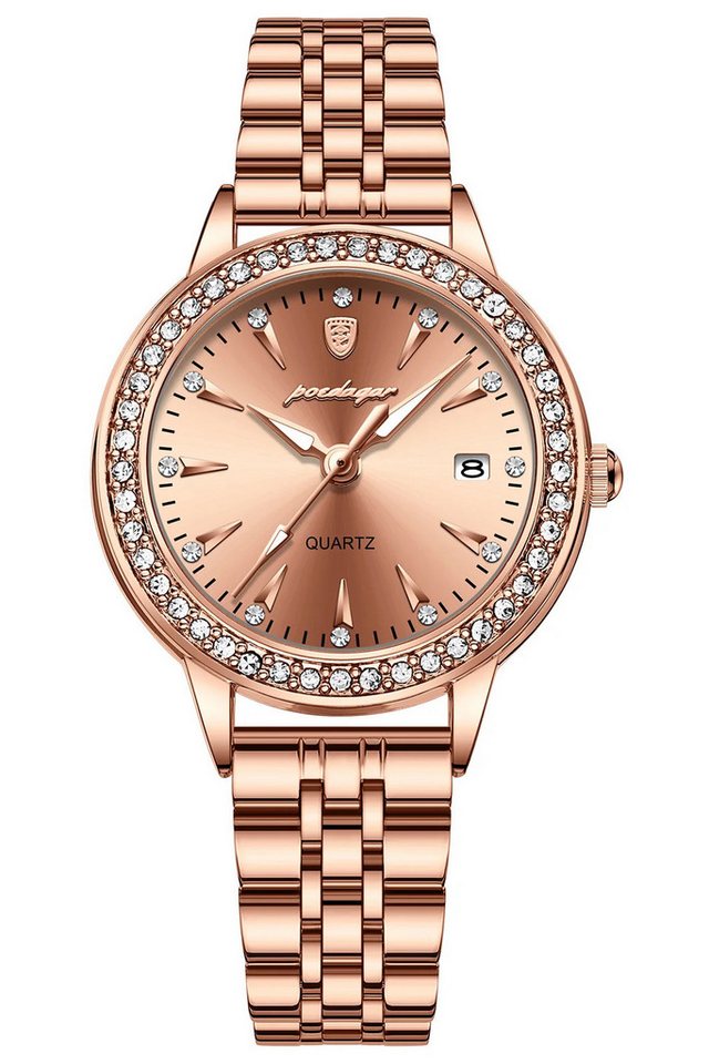 ibettertec Quarzuhr Quarzuhr, Armbanduhr Edelstahl Damen Uhr, Multifunktionsuhr Damenuhr, (Edelstahl Armbanduhr, Chronograph Damenuhr, Geschenkebox, Armbandkürzer & Etui, Edelstahlarmband) von ibettertec