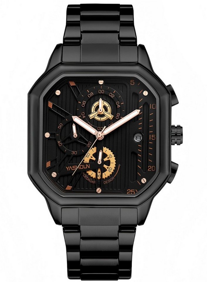 ibettertec Quarzuhr Quarzuhr, Armbanduhr Edelstahl Herrenuhr, Multifunktionsuhr Herrenuhr, (Edelstahl Armbanduhr, Chronograph Herrenuhr, Geschenkebox, Armbandkürzer & Etui, Edelstahlarmband) von ibettertec