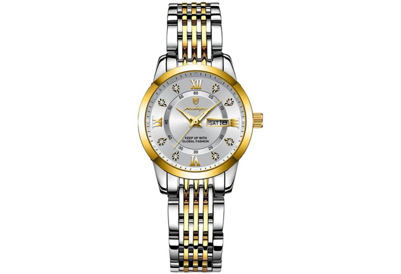 ibettertec Quarzuhr Quarzuhr, Edelstahl Uhr für Damen modisch und leger, (Quarzuhr Multifunktionsuhr Armbanduhr, Chronograph Damenuhr) von ibettertec