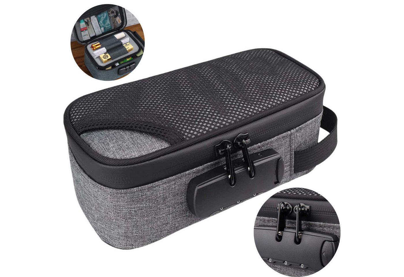 ibettertec Taschenorganizer Handtaschen Organizer Aufbewahrungstaschen mit Zahlenschloss (Geruchsneutrale Aufbewahrungsbox, Tabaktasche, Kabel Organizer, Geruchssicherer Behälter für Medizin), Geruchsdichte Tabaktasche von ibettertec