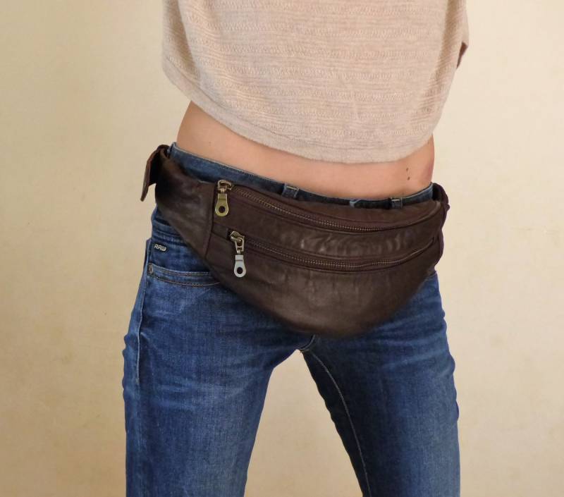 Braune Leder Gürteltasche, Geldbörse, Gürtel, Unisex Braune Leder Gürteltasche, Geldbörse, Gürtel, Unisex von ibogaskin