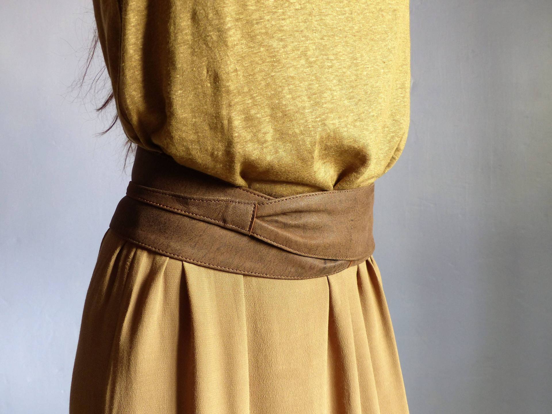 Breiter Bindegürtel Für Damen, Aus Weichem Braunem Leder, Wickelgürtel, Geheime Innentasche Breiter Bindegürtel Für Damen, Aus Weichem Braunem Leder, Wickelgürtel, Geheime Innentasche von ibogaskin