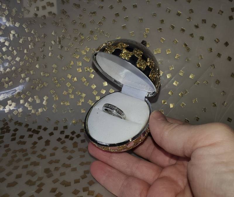 Fancy Silber Karierte Weihnachtskugel Ornament Hängen Verlobungsring/Doppelring Geschenk Box Hochzeitsband Urlaub Vorschlag Ohrringe von iboxnyc