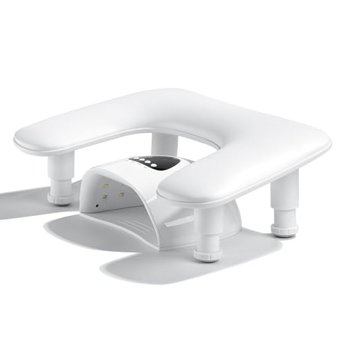 ibubu Upgrade Nagelarmauflage Höhenverstellung U-förmige Maniküre Handauflage Kissen Kissen Weiches PU-Leder Abnehmbarer Nail Art Handständer Halter Reposabrazos Para Manicura für Nägel Tech Weiß von ibubu