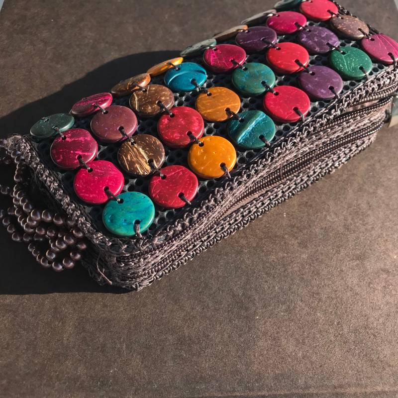 Handgemachte Gravur Brieftasche/Handtasche Perlen Knopf Regenbogen Boho Tasche Handgemachte Gravur Brieftasche/Handtasche Perlen Knopf Regenbogen Boho Tasche von icacustomshop