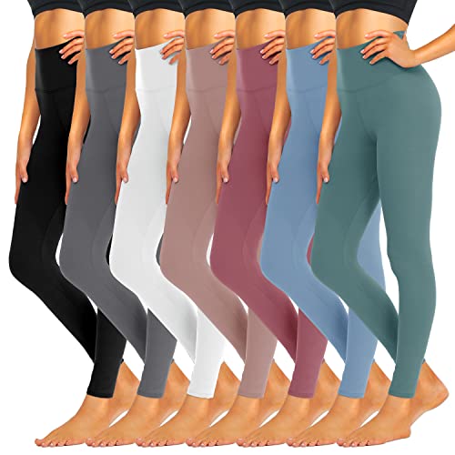 iceROSE 7er-Pack Leggings für Damen, hohe Taille, weich, schwarz, Yoga-Leggings für Workout, Laufen, Mutterschaft von iceROSE