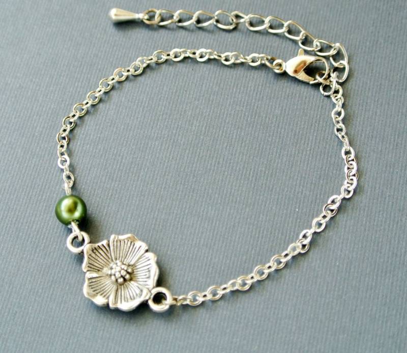 Blume Anhänger Armband, Schmuck, Perlenarmband, Floral Armband von iceblues