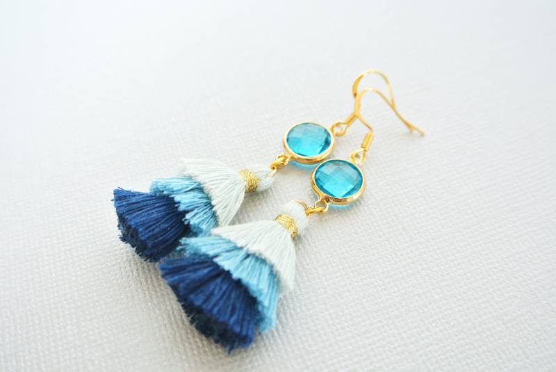 Fransen Ohrringe Geschenk Für Frau, Blaue Quaste Geburtstagsgeschenk Fransen Ohrringe Geschenk Für Frau, Blaue Quaste Geburtstagsgeschenk von iceblues