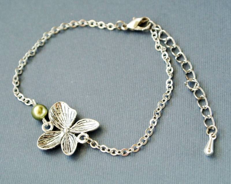 Orchidee Armband, Blume Anhänger Schmuck, Perlen Armband von iceblues