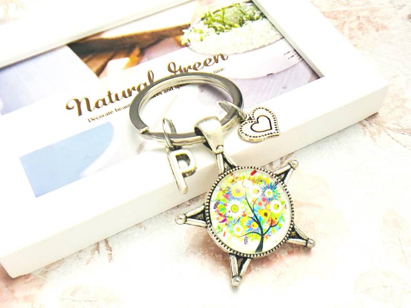 stammbaum-Schlüsselanhänger, Personalisierter Schlüsselanhänger Für Freundin, Baum Des Lebens Schlüsselanhänger, Glass Charm von iceblues