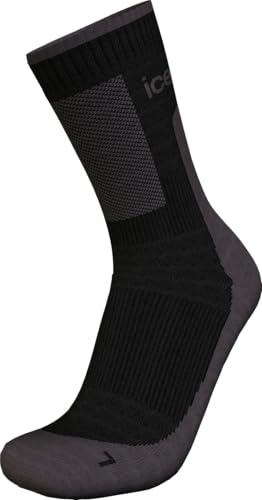 Icebreaker Men Merino Hike+ Medium Crew Black/Obsidian - L von icebreaker