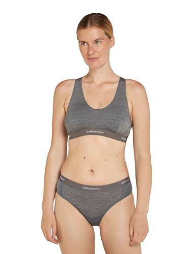 icebreaker Damen Merino 125 Cool-lite Sprite Racerback Bra BH, Undurchsichtige, Gritstone Heather, Small von icebreaker