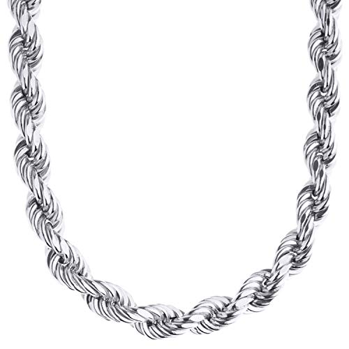 .iced-out. Sterling 925er Silber Kordelkette - HOLLOW ROPE 8mm - 50cm von .iced-out.