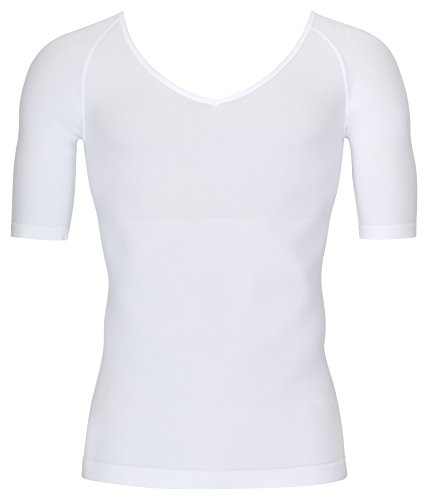 Figurformendes Herren Kompressions- /Shapewear T-Shirt mit V-Neck, Weiss in S von icefeld