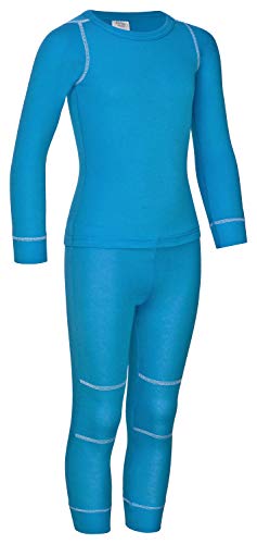 icefeld® - atmungsaktives Thermo-Unterwäsche Set für Kinder - warme Wäsche aus langärmligem Oberteil + Langer Unterhose (ÖkoTex100) in blau oder pink (146/152, blau_) von icefeld