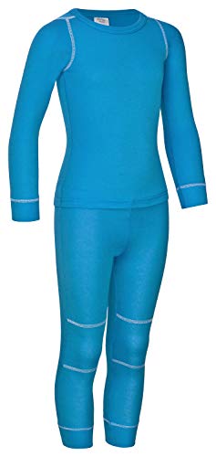 icefeld® - atmungsaktives Thermo-Unterwäsche Set für Kinder - warme Wäsche aus langärmligem Oberteil + Langer Unterhose (ÖkoTex100) in blau oder pink (158/164, blau_) von icefeld