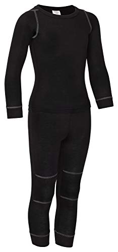 icefeld® - atmungsaktives Thermo-Unterwäsche Set für Kinder - warme Wäsche aus langärmligem Oberteil + Langer Unterhose (ÖkoTex100) in blau oder pink (86/92, schwarz) von icefeld