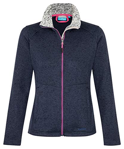 icefeld Damen Fleece Jacke/Fleecejacke, Marineblau meliert in Größe M von icefeld