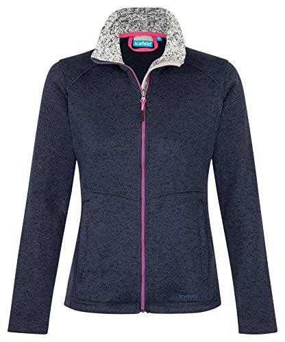 icefeld Damen Fleece Jacke/Fleecejacke, marineblau meliert in Größe M von icefeld