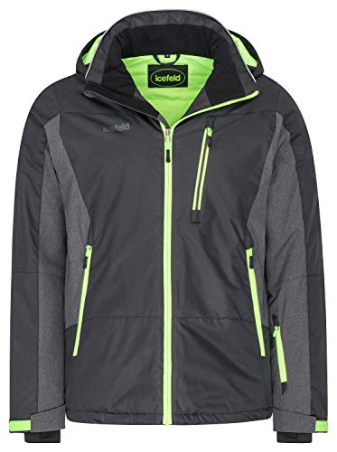icefeld Herren Winterjacke/Skijacke/Snowboardjacke schwarz/grün-gecko in Größe XXL von icefeld