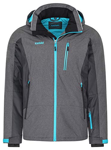 icefeld Herren Winterjacke/Skijacke/Snowboardjacke schwarz/hellblau in Größe M von icefeld