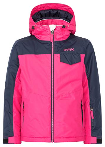 icefeld Kinder Winterjacke/Skijacke mit Kapuze, pink in Größe 140 von icefeld