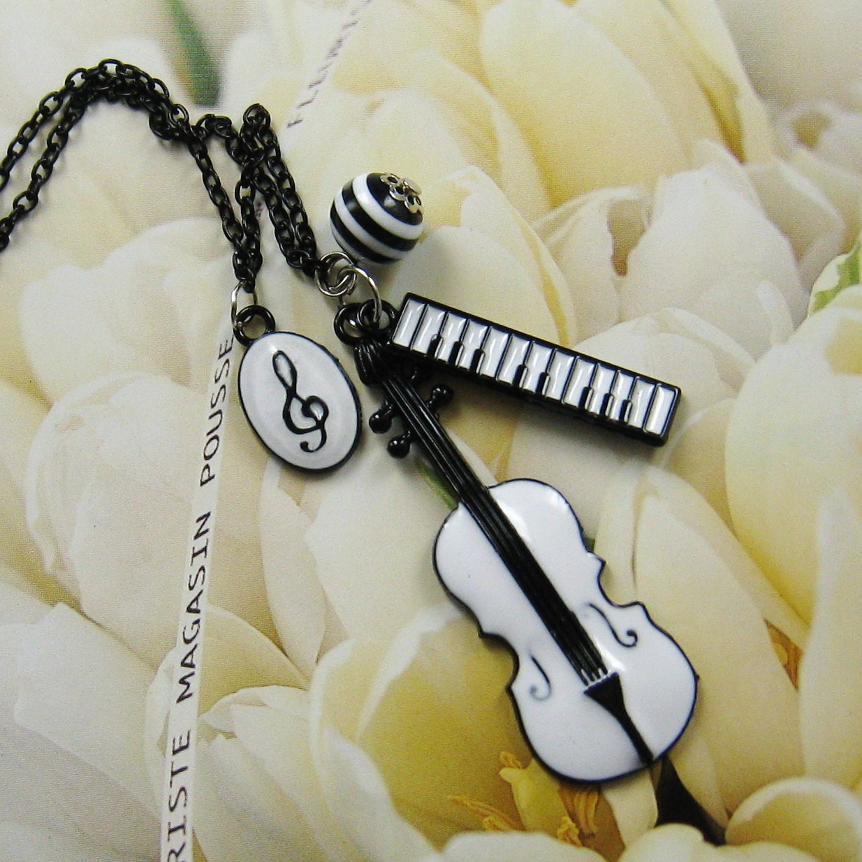 Gitarre Und Musik Charms Halskette | Langkettigen Gitarre Und Musik Charms Halskette | Langkettigen von icerose11