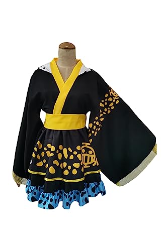 icewalker Anime Cosplay Lolita Kleid Japanische Kimono Kleid Damen Trafalgar Law Roronoa Zoro Luffy Cosplay Kostüm Halloween Set von icewalker