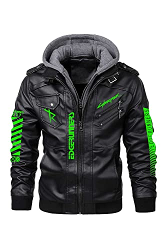 icewalker Edgerunners David Cosplay Bikerjacke Winter Herren Lederjacke Schwarz Anime Kapuzenjacke von icewalker