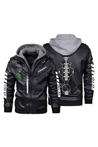 icewalker Edgerunners David Cosplay Bikerjacke Winter Herren Lederjacke Schwarz Anime Kapuzenjacke von icewalker