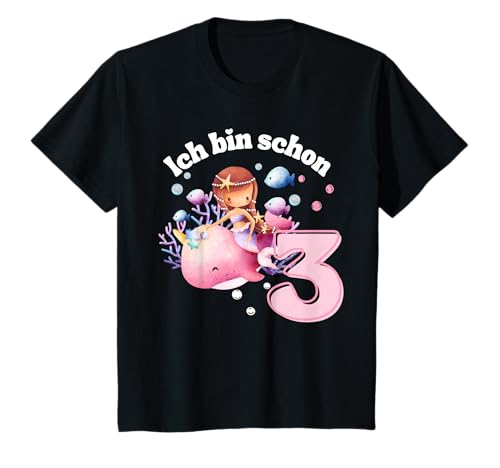 Ich bin schon 3 / 3 geburtstag mädchen Meerejungfrau T-Shirt von ich bin 3 shirt mädchen Meerjungfrauen Geschenk