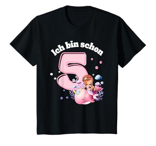 Ich bin schon 5 / 5 geburtstag mädchen Meerjungfrau T-Shirt von ich bin 5 shirt mädchen Meerjungfrauen Geschenk
