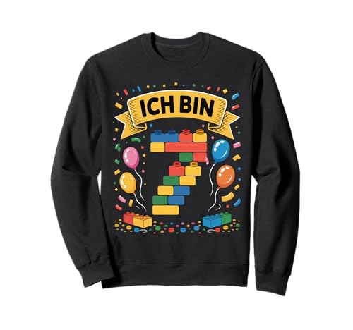 Kinder Bausteine Geburtstag Junge Mädchen 7 Jahre alt Sweatshirt von ich bin 7 Building Blocks