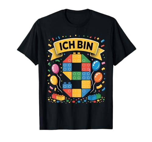 Kinder Bausteine Geburtstag Junge Mädchen 9 Jahre alt T-Shirt Kinder Bausteine Geburtstag Junge Mädchen 9 Jahre alt T-Shirt von ich bin 9 Building Blocks