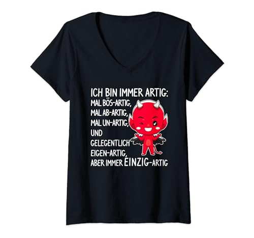 Damen ich bin immer artig sarkasmus lustiger spruch fun T-Shirt mit V-Ausschnitt von ich bin immer artig sarkasmus lustiger spruch fun