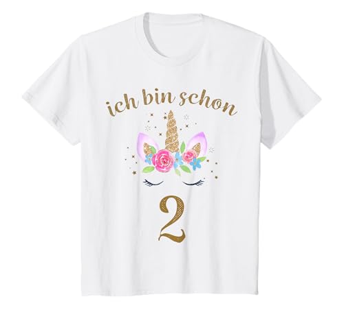 ich bin schon 2 Geburtstagsshirt Einhorn 2 Jahre Mädchen T-Shirt von ich bin schon 2 Geburtstags Mädchen T-Shirt