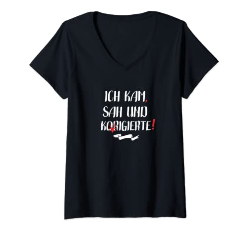 Damen ich kam sah und korrigierte T-Shirt mit V-Ausschnitt von ich kam sah und korrigierte