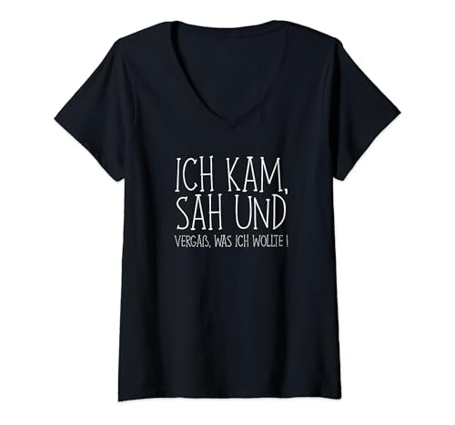 Damen ich kam sah und vergaß was ich wollte T-Shirt mit V-Ausschnitt von ich kam sah und vergass was ich wollte