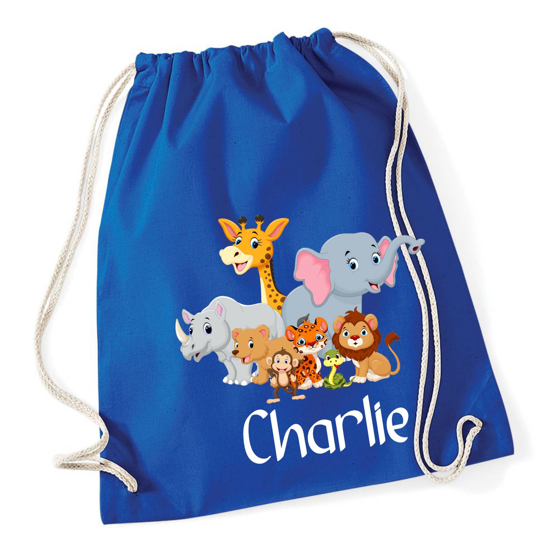 Personalisierte Name Safari Tiere, Sportbeutel, 7 Farben, Taschen Zurück Zu Schulgeschenke Benutzerdefinierte Taschen, Kinder Sporttasche, Elefant von icklepeanuts