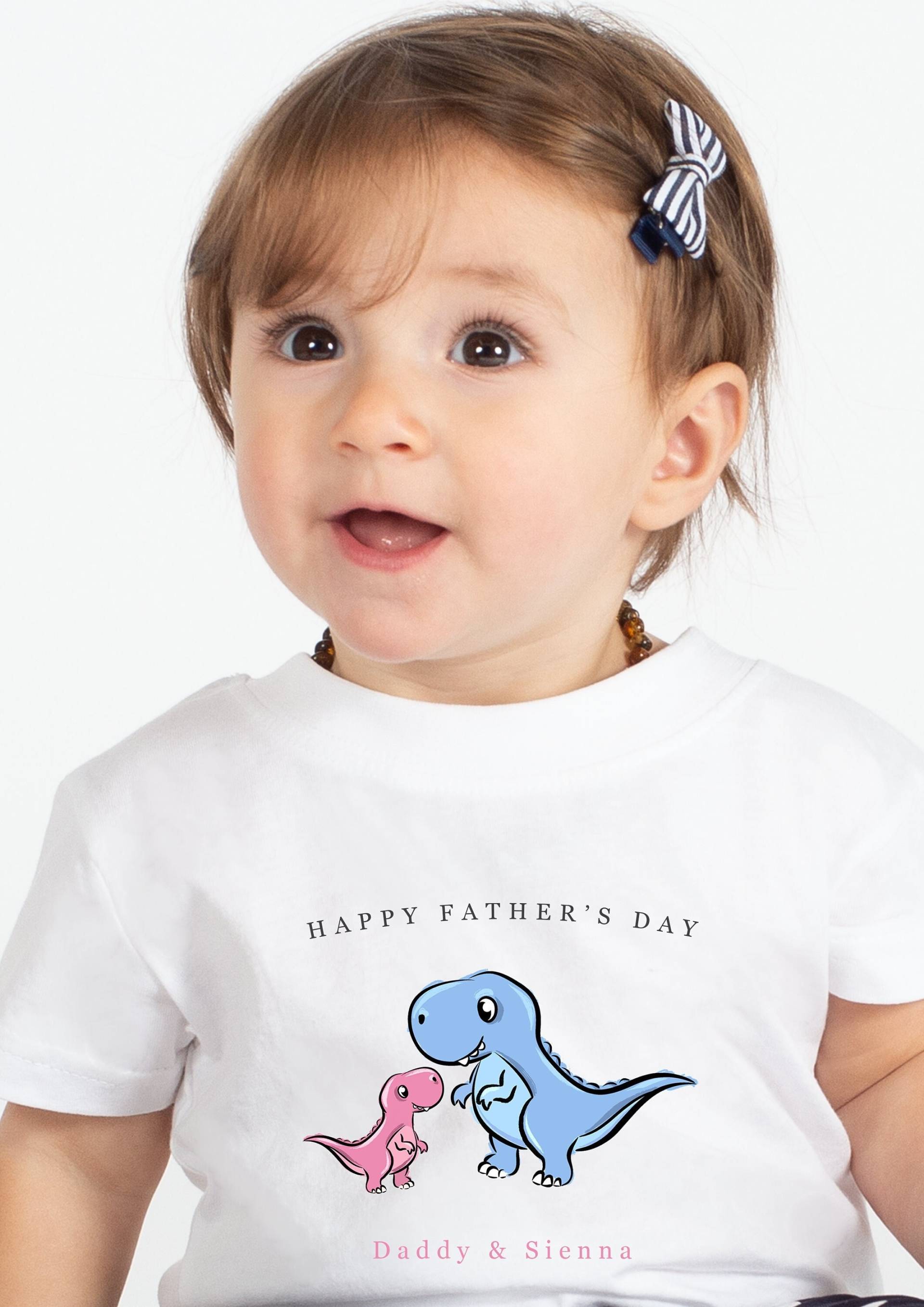 Personalisierte Vatertag T-Shirt Papas Mädchen Kinder Dinosaurier von icklepeanuts