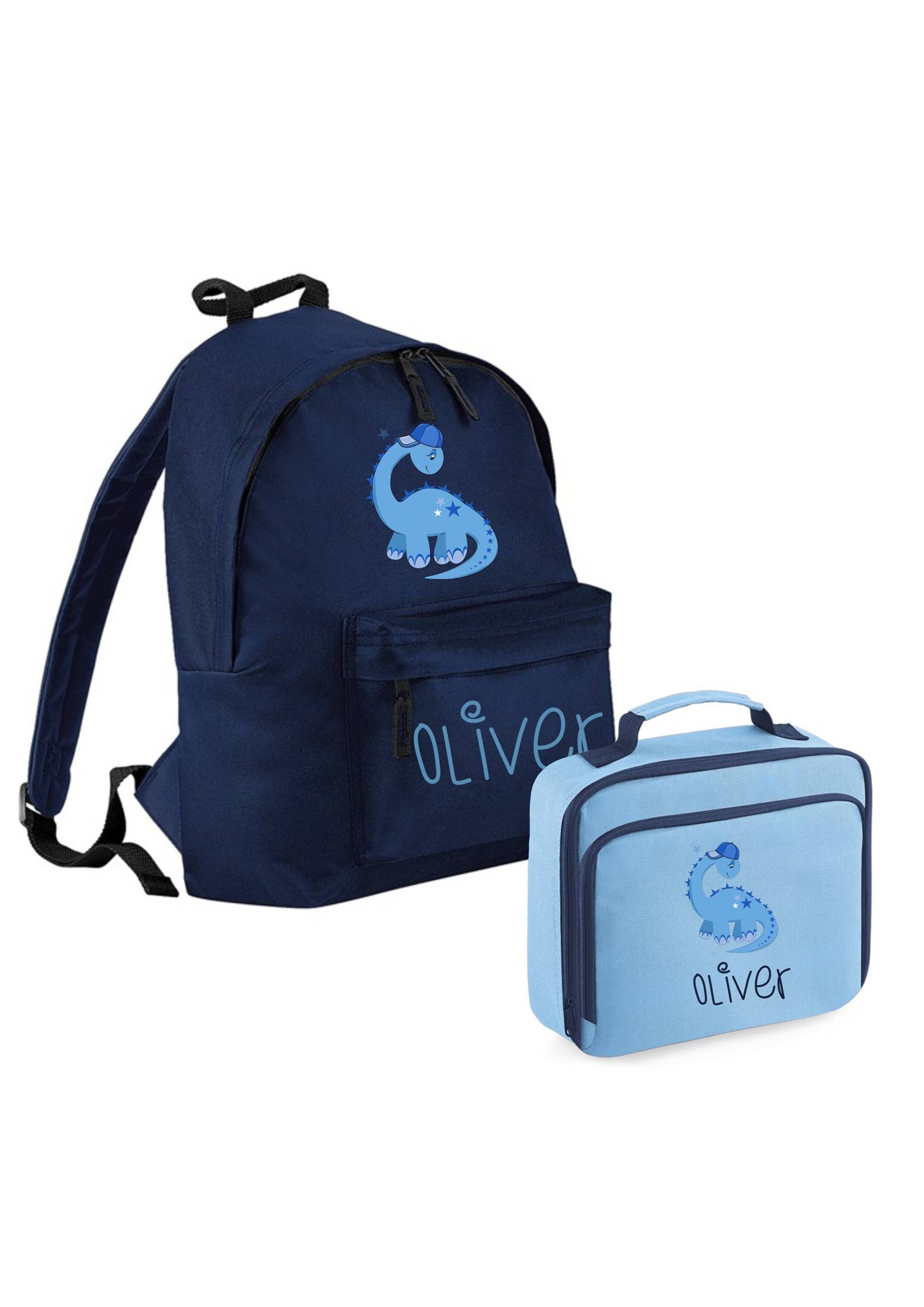 Personalisierter Name Dinosaurier Rucksack Und Lunchbag Set - Kinder Back To School Bag von icklepeanuts
