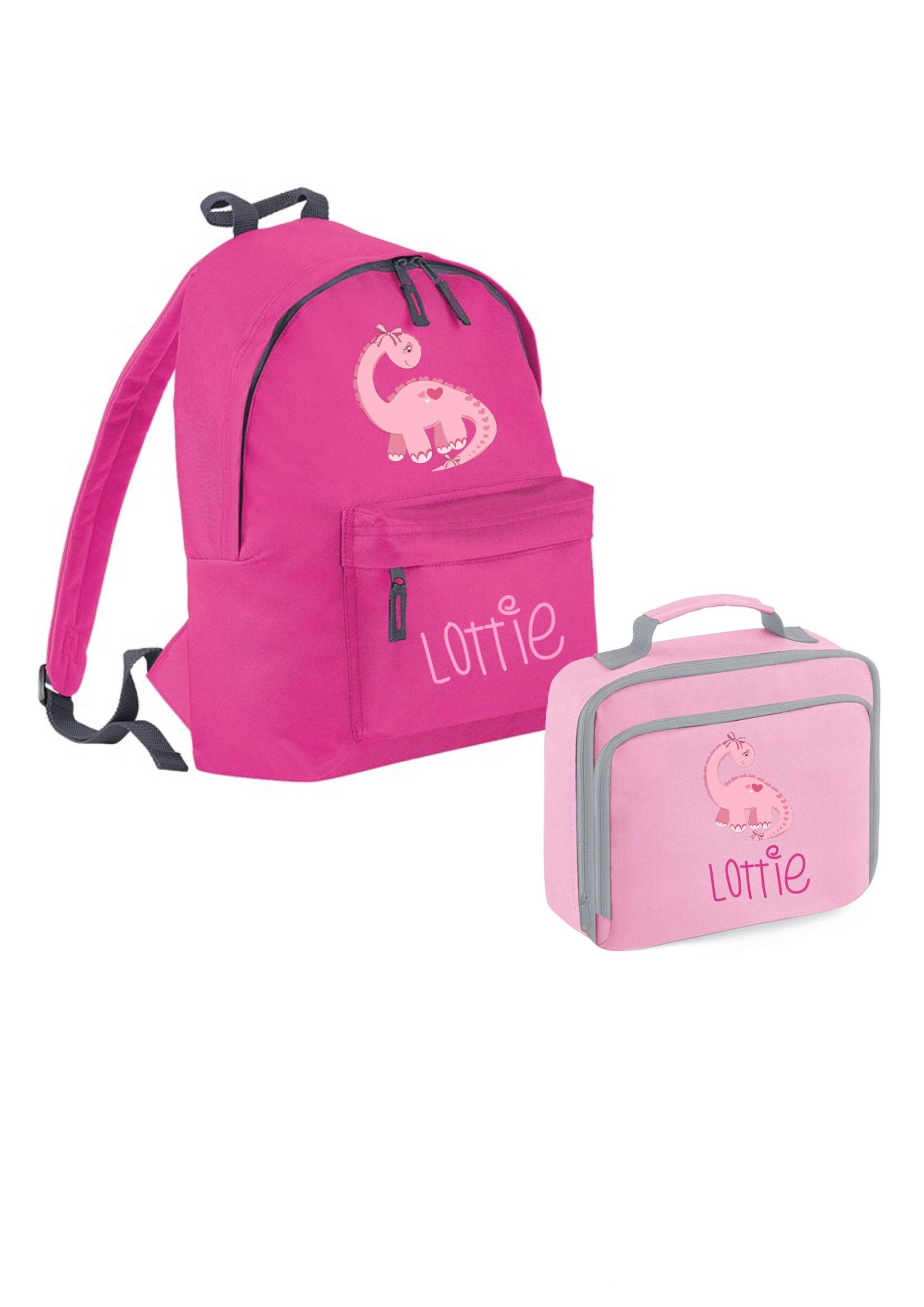 Personalisierter Name Dinosaurier Rucksack Und Lunchbag Set - Kinder Back To School Bag von icklepeanuts