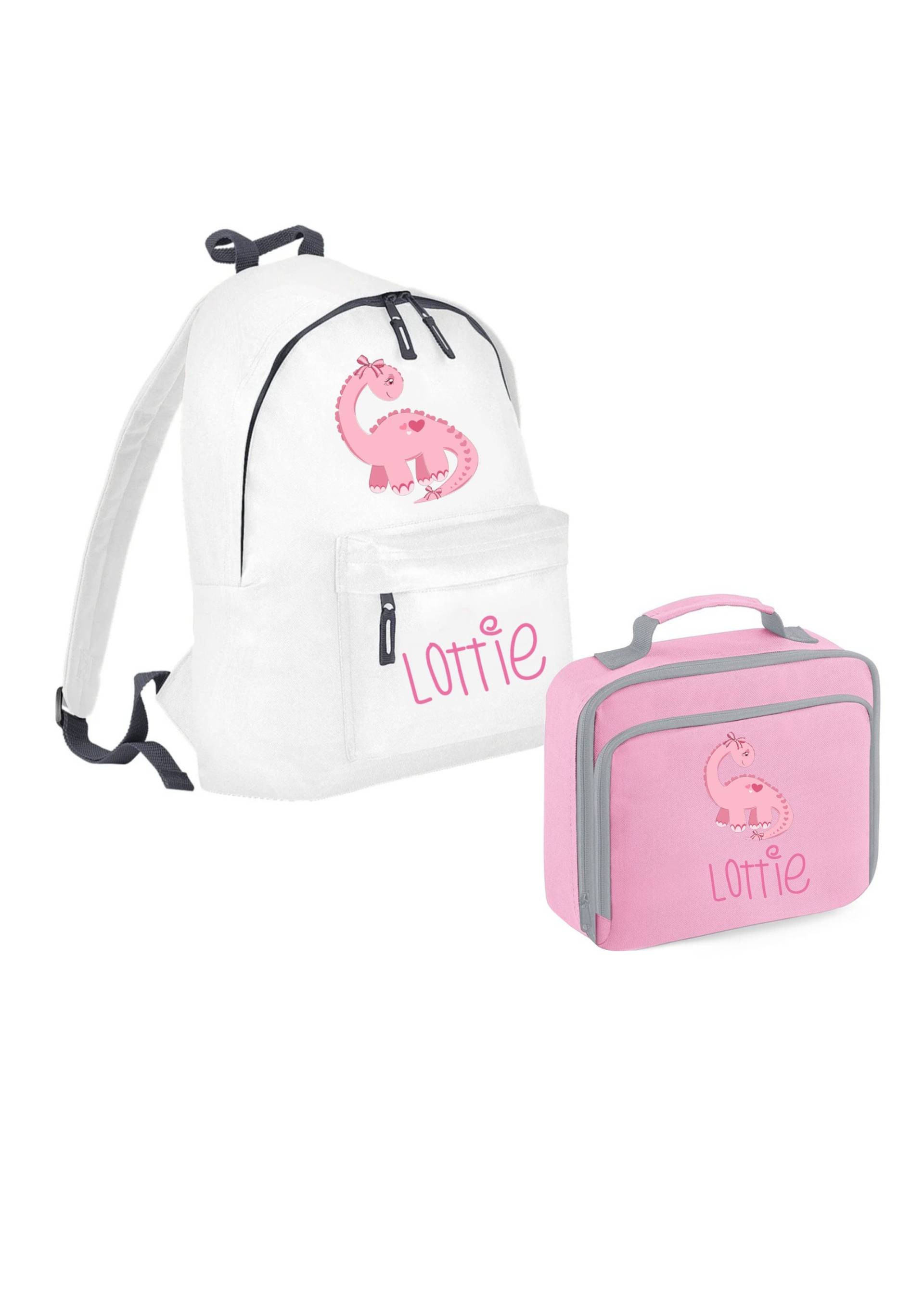 Personalisierter Name Dinosaurier Rucksack Und Lunchbag Set - Kinder Back To School Bag von icklepeanuts