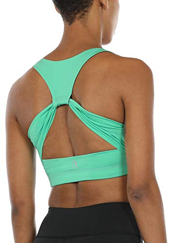 icyzone Damen Sport-BH Ohne Bügel Fitness Bustier Gym Yoga BH mit Abnehmbare Gepolstert (L, Florida Keys) von icyzone