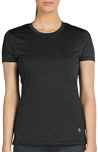 icyZone® Damen Sport T-Shirt Running Fitness Shirts Sportbekleidung Kurzarm Oberteile Shortsleeve Top S Black Heather von icyzone