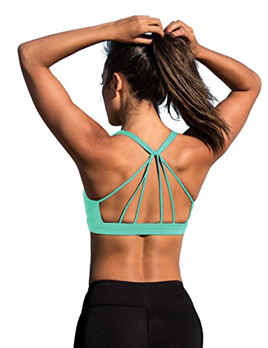 icyzone Yoga Sport-BH Damen Bustier mit Gepolstert - Atmungsaktiv Ohne Bügel Sports Bra Top (M, Florida Keys) von icyzone