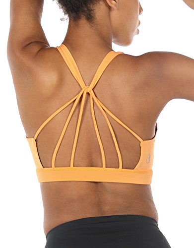 icyzone Yoga Sport-BH Damen Bustier mit Gepolstert - Atmungsaktiv Ohne Bügel Sports Bra Top (S, Banana) von icyzone