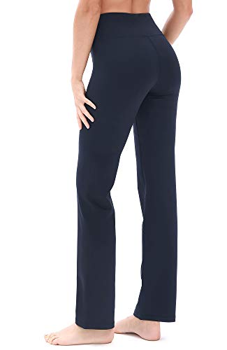 icyzone Damen Bootcut Yogahose Lange Sporthose Hohe Taille Flare Fitness Training Hosen (L, Navy) von icyzone